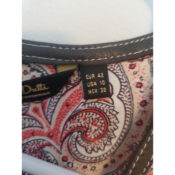 Massimo Dutti Silk Paisley Sheath Dress with Faux Leather Trim Size 10 NWT - Picture 4 of 6